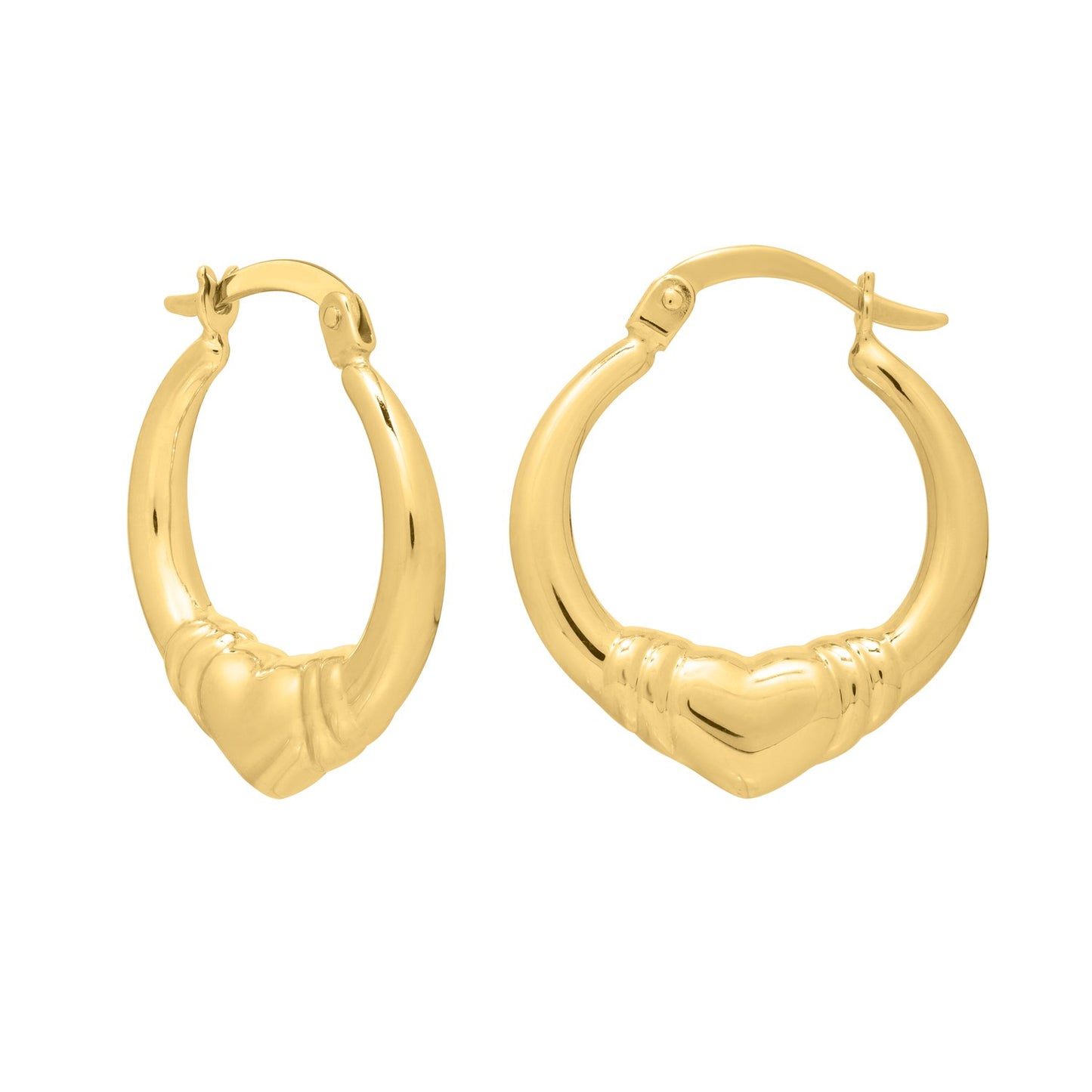 Large Heart Hoop Earrings in 14K Yellow Gold