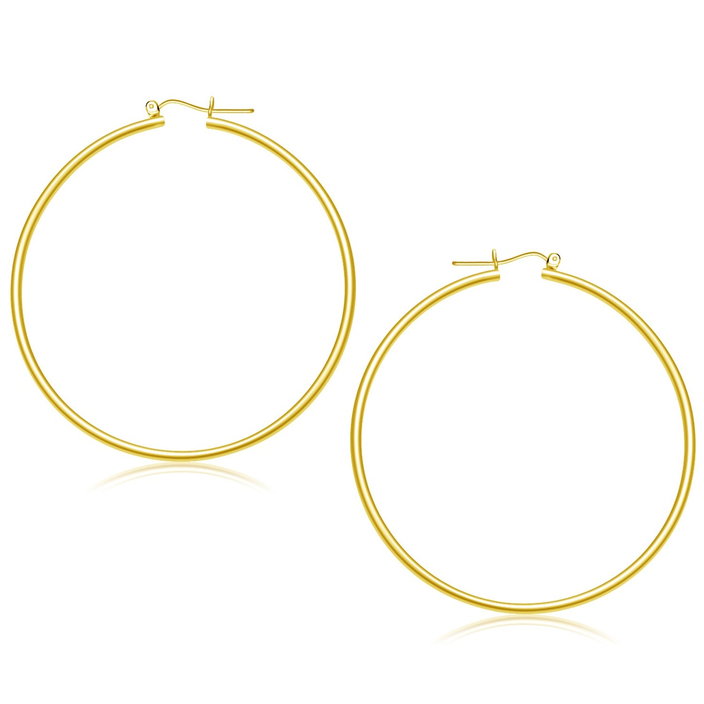 14k Yellow Gold Polished Hoop Earrings (2x55mm)