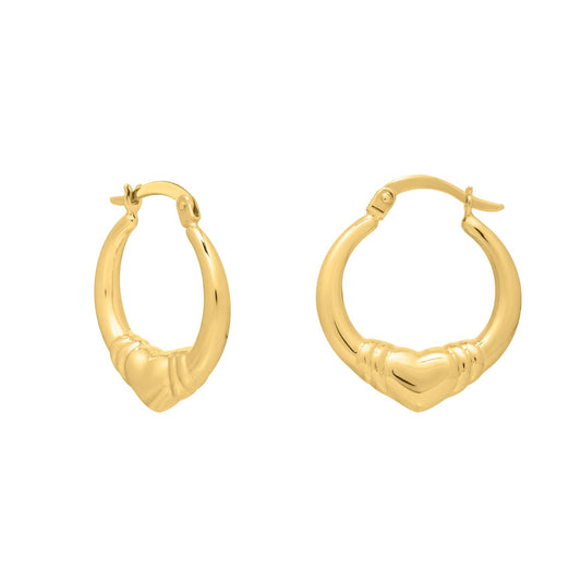 Medium Heart Hoop Earrings in 14K Yellow Gold