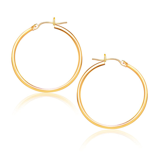 14k Yellow Gold Polished Hoop Earrings (1.5x25mm)