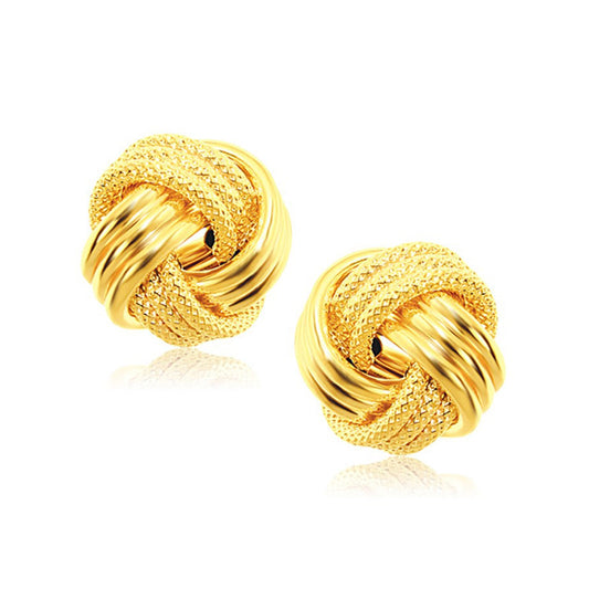 Interweaved Love Knot Stud Earrings in 14k Yellow Gold(12.7mm)