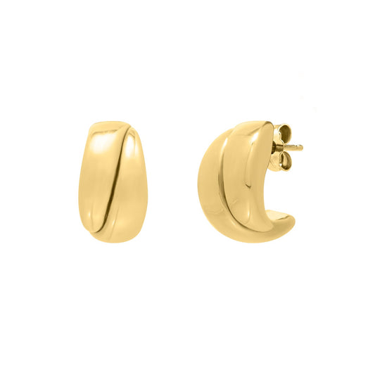 Puffed Up Split Hoop Earrings in 14K Yellow Gold