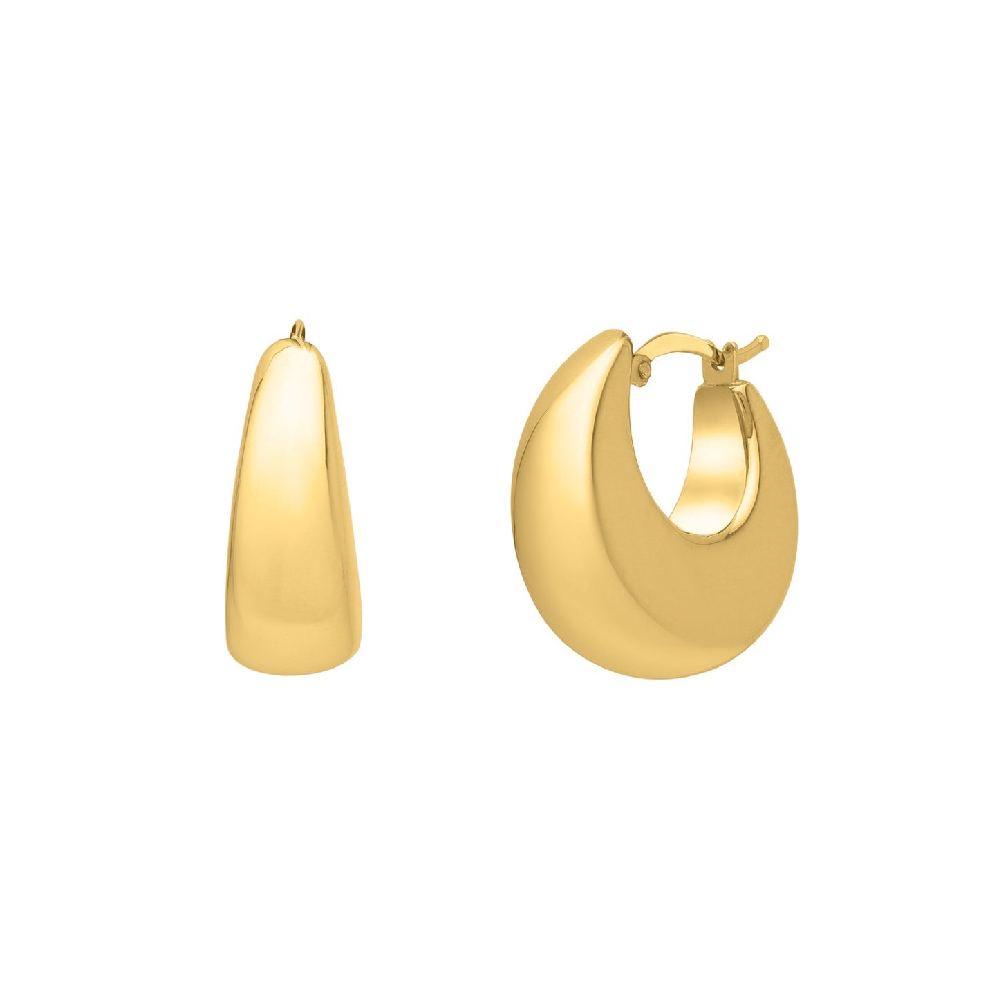 Large Tapered Hoop Earrings in 14K Yellow Gold