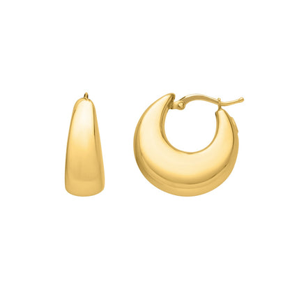 Large Tapered Hoop Earrings in 14K Yellow Gold