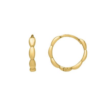 Small Rice Hoop Earrings in 14K Yellow Gold