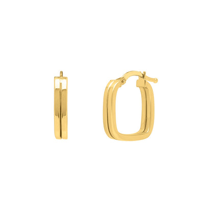 Double Square Tube Hoop Earrings in 14K Yellow Gold