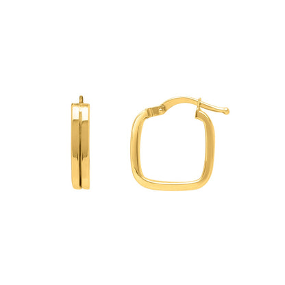 Double Square Tube Hoop Earrings in 14K Yellow Gold