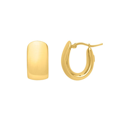 Wide Huggie Hoop Earrings in 14K Yellow Gold