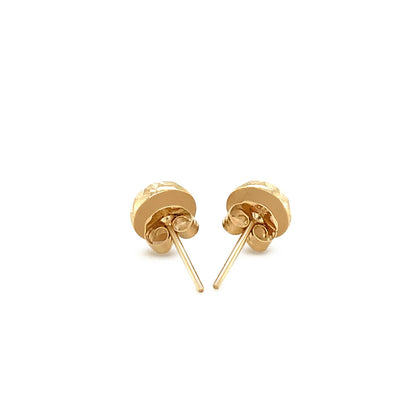 14k Yellow Gold Textured Flat Style Stud Earrings(6mm)