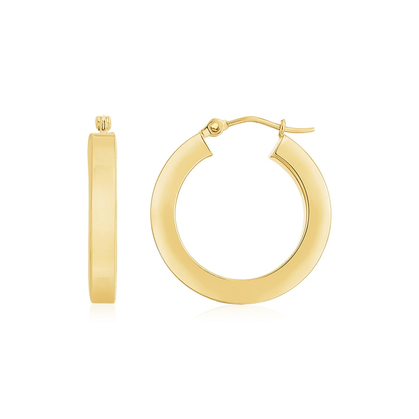 14K Yellow Gold Square Tube Hoop Earrings(3x20mm)