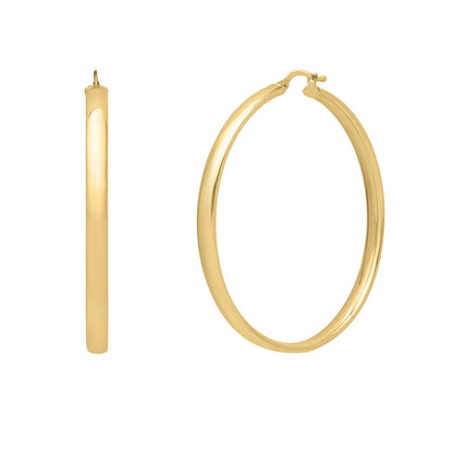 Large Wedding Hoop Earrings in 14K Yellow Gold