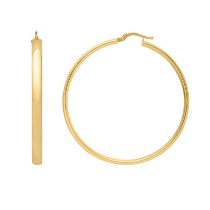 Large Wedding Hoop Earrings in 14K Yellow Gold