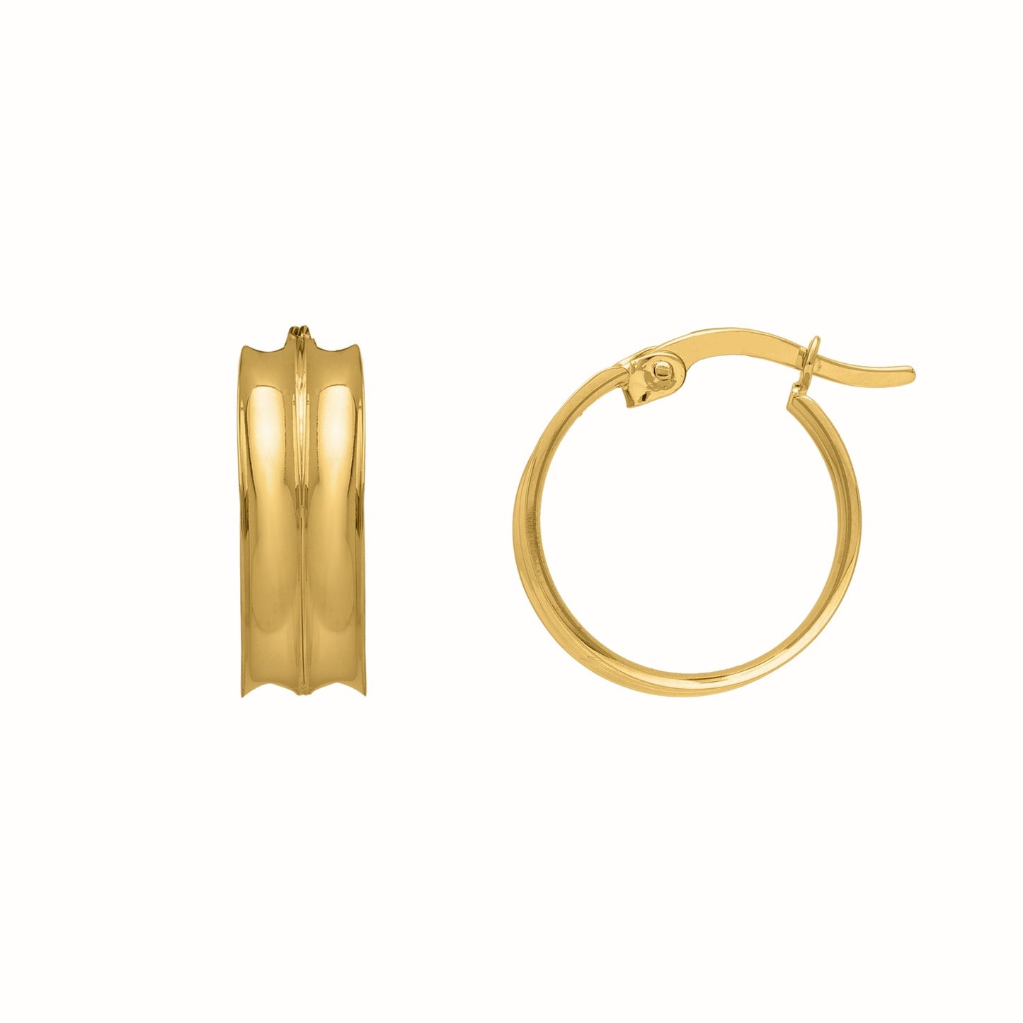 Medium Concave Hoop Earrings in 14K Yellow Gold