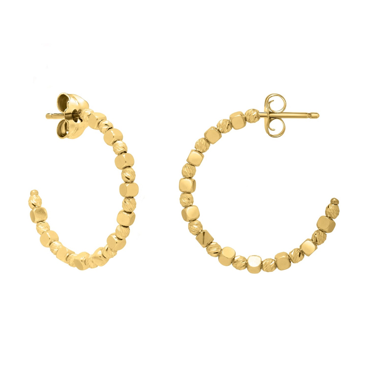 Pebble C Hoop Earrings in 14K Yellow Gold