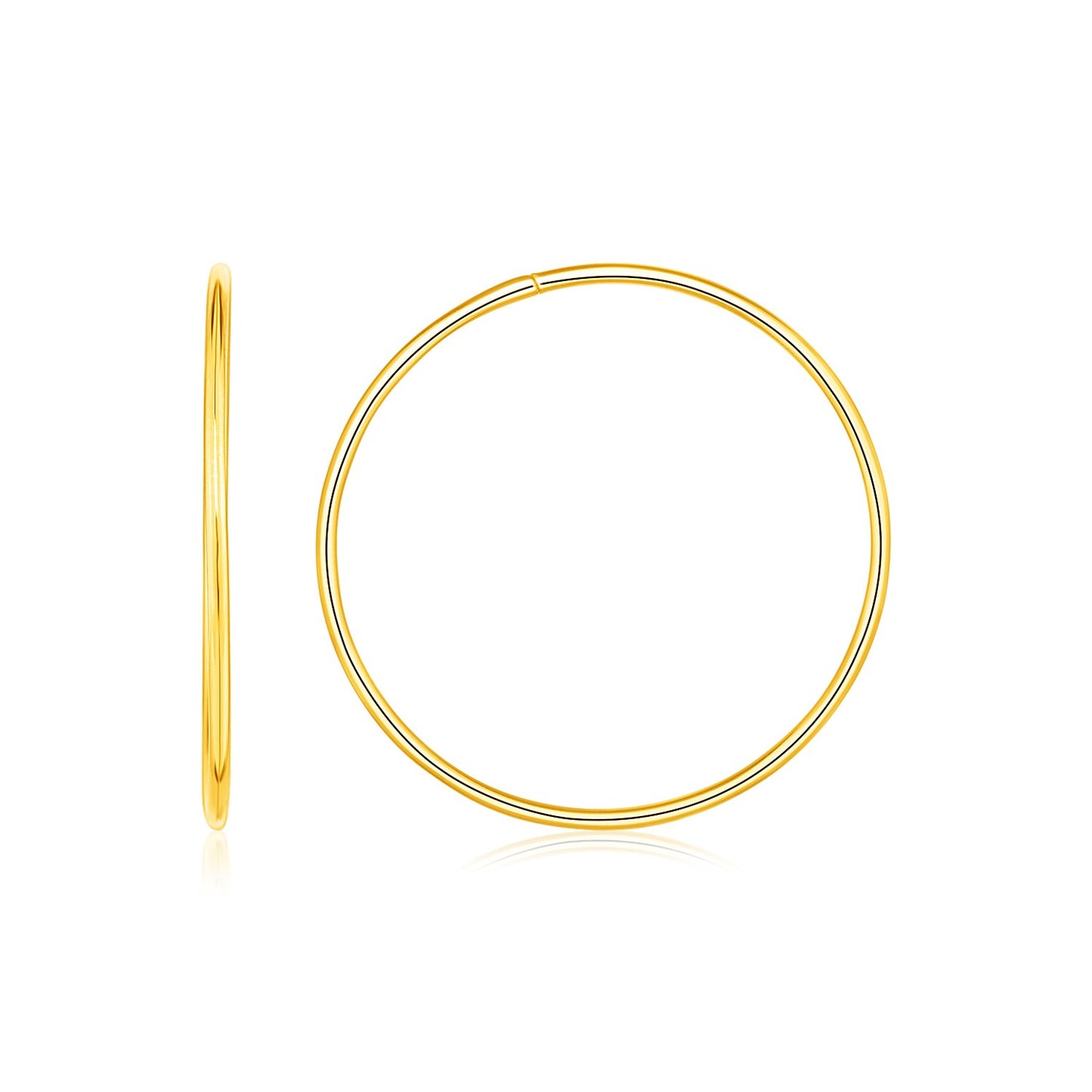 Endless Hoop Style Earrings in 14K Yellow Gold(1.2x30mm)