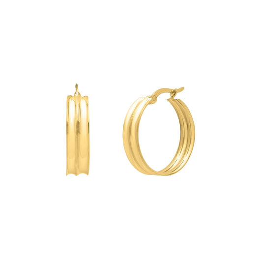 Large Concave Hoop Earrings in 14K Yellow Gold