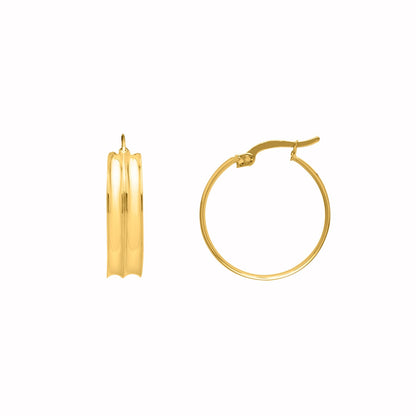 Large Concave Hoop Earrings in 14K Yellow Gold