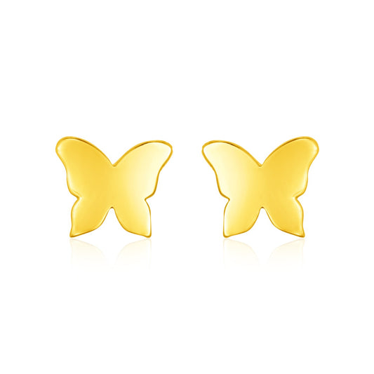 14k Yellow Gold Polished Butterfly Post Earrings