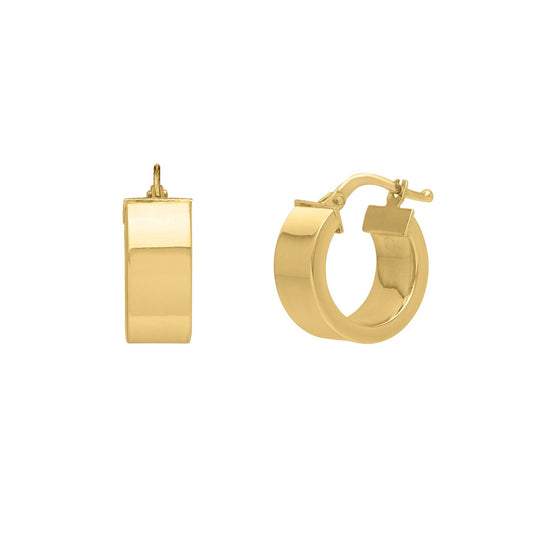 Small Tube Shaped Hoop Earrings in 14K Yellow Gold