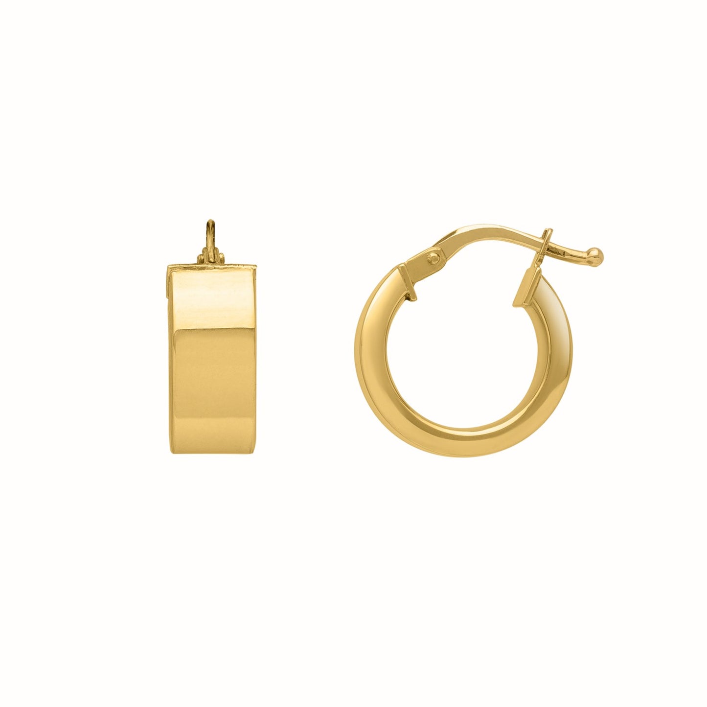 Small Tube Shaped Hoop Earrings in 14K Yellow Gold