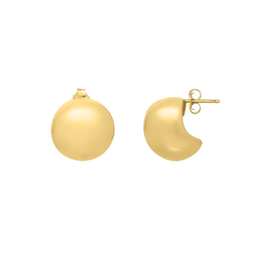 Puffed Up Button Stud Earrings in 14K Yellow Gold