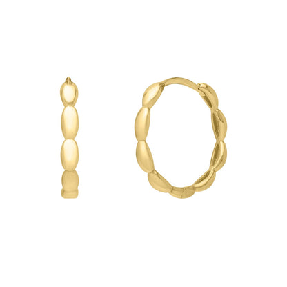 Medium Rice Hoop Earrings in 14K Yellow Gold