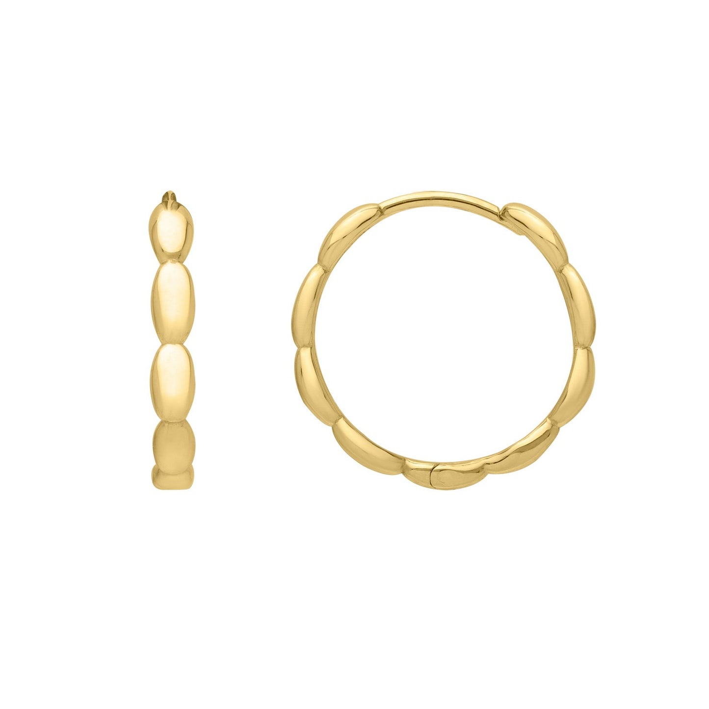 Medium Rice Hoop Earrings in 14K Yellow Gold