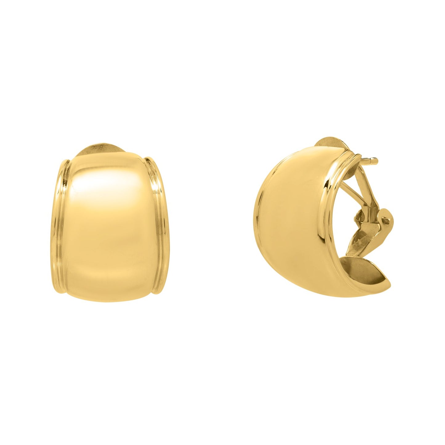 Omega Mixed Media Hoop Earrings in 14K Yellow Gold