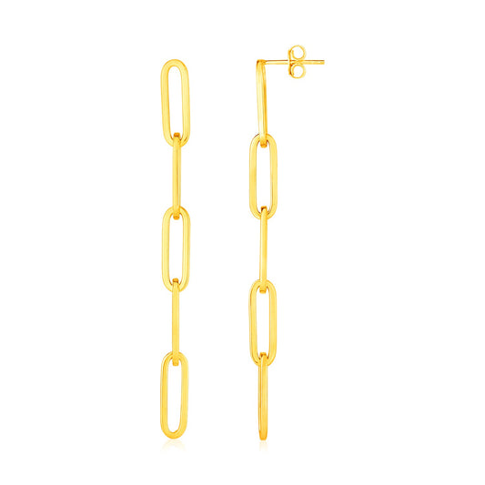 14K Yellow Gold Five Link Paperclip Chain Earrings