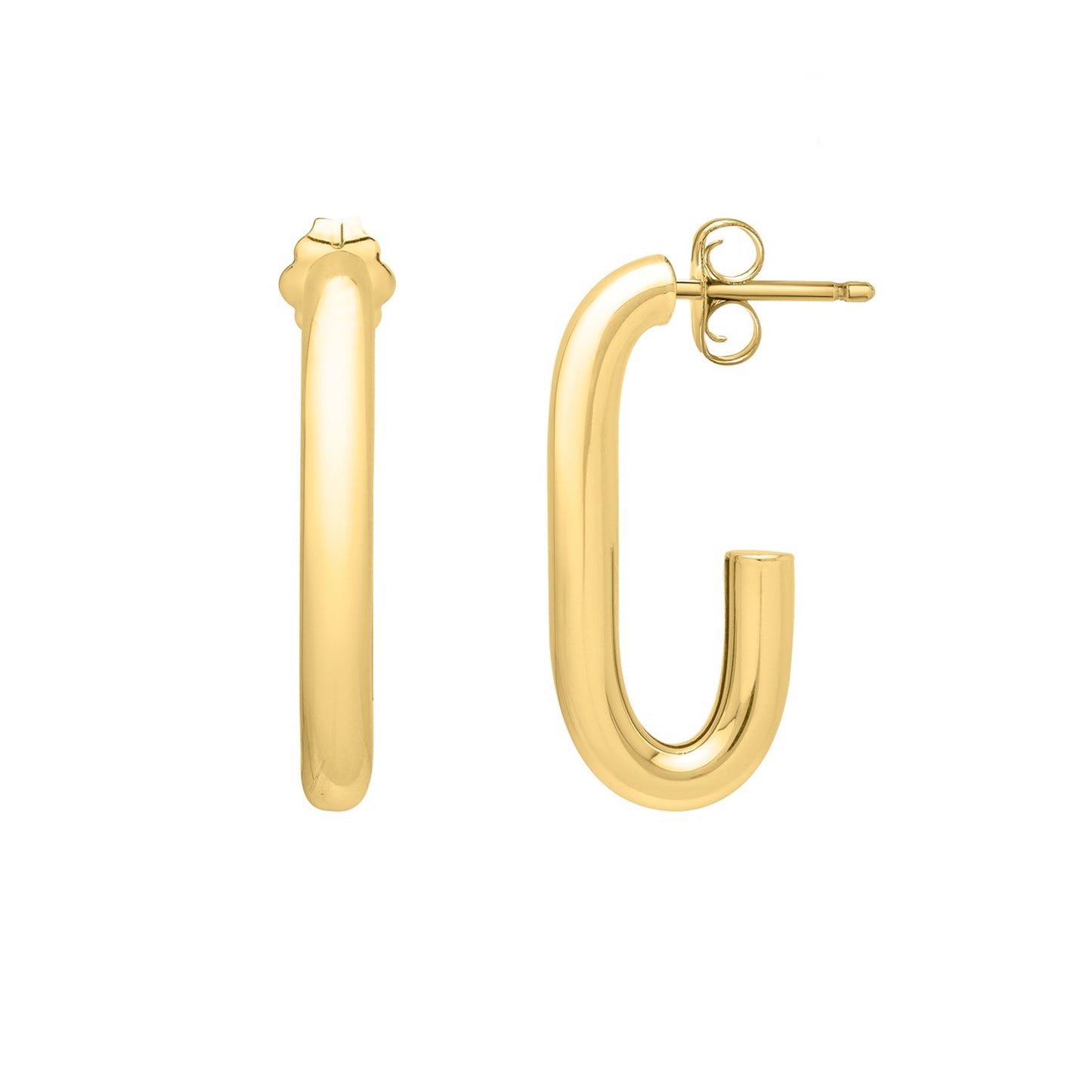 Paperclip Hoop Earrings in 14K Yellow Gold (27mmx12mm)