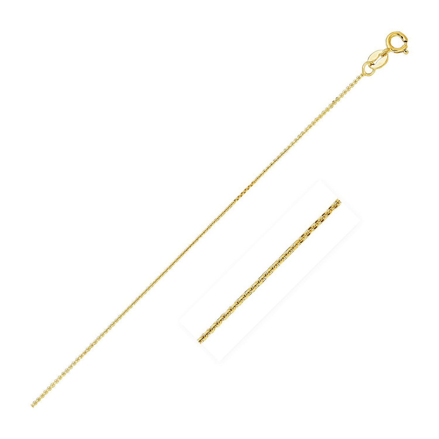 14k Yellow Gold Diamond Cut Cable Link Chain (0.87 mm)