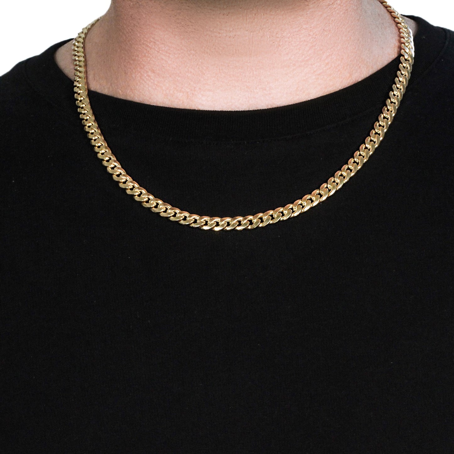 14k Yellow Gold Miami Cuban Semi Solid Chain (7.00 mm)