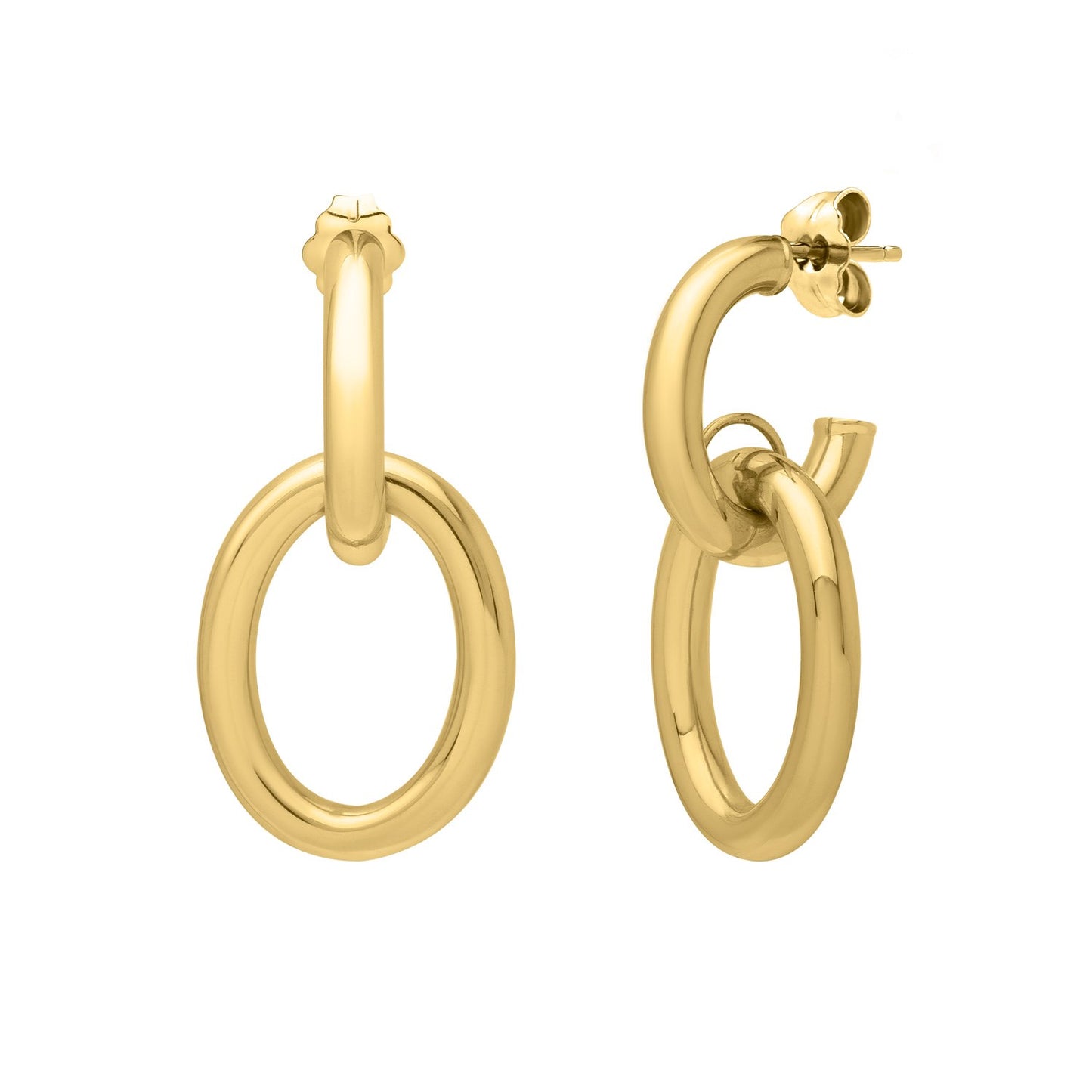 Interlocking Link Earrings in 14K Yellow Gold