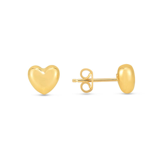 Small Polished Heart Post Earrings in 14K Yellow Gold