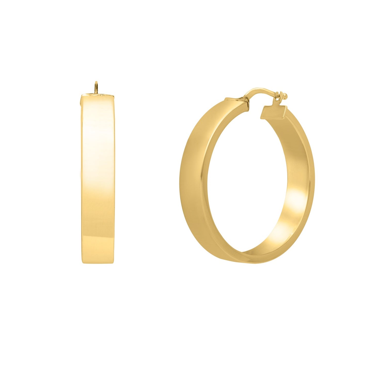 Large Tube Shaped Hoop Earrings in 14K Yellow Gold