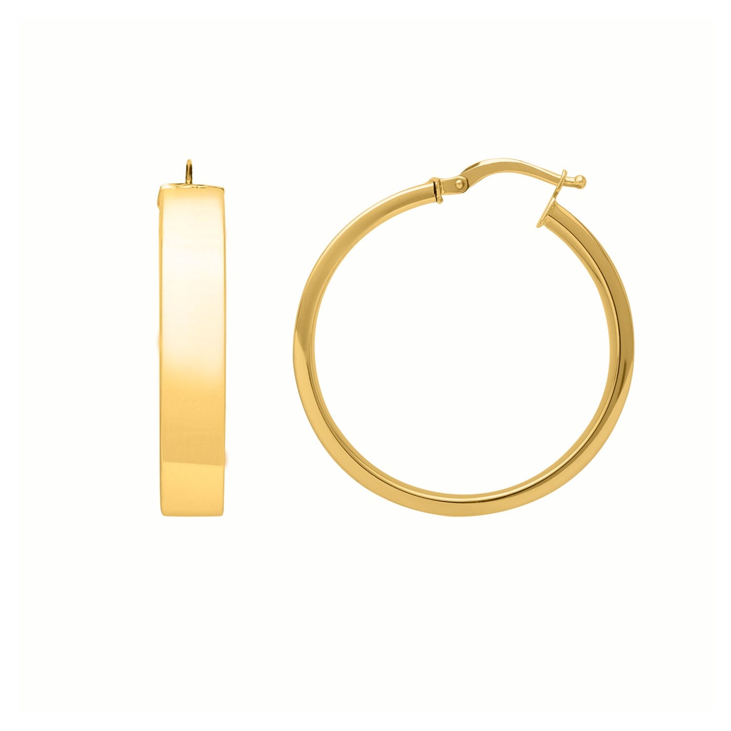 Large Tube Shaped Hoop Earrings in 14K Yellow Gold